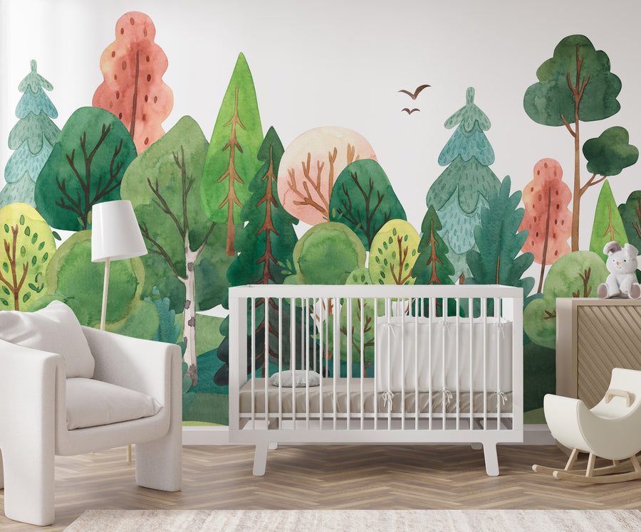Colorful Enchanted Forest Wall Mural