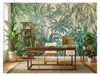 Vintage Green Tropical Forest wallpaper in a styled room, view 3