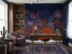 Navy Cactus & Tropical Plants wallpaper in a styled room, view 3