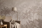 Sepia Tropical Palm Sketch wallpaper in a styled room, view 3