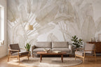 Cream & Beige Oversized Tropical Leaves wallpaper in a styled room, view 1