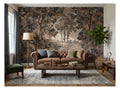 Vintage Brown Forest Landscape wallpaper in a styled room, view 1