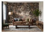 Vintage Brown Forest Landscape wallpaper in a styled room, view 1