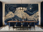 Navy Starry Night & Mountains wallpaper in a styled room, view 3