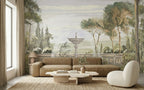 Classical Garden & Fountain wallpaper in a styled room, view 1