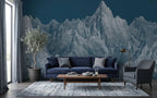 Blue & Gray Mountain Peaks wallpaper in a styled room, view 1