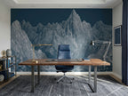 Blue & Gray Mountain Peaks wallpaper in a styled room, view 3