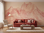Terracotta Mountain Panorama wallpaper in a styled room, view 1