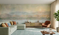 Pastel Sunset Lake & Mountains wallpaper in a styled room, view 1