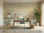Pastel Sunset Lake & Mountains wallpaper in a styled room, view 3