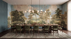 Classical Green Woodland Panorama wallpaper in a styled room, view 3