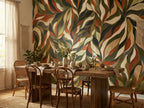 Green & Terracotta Botanical Leaves wallpaper in a styled room, view 2