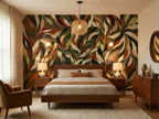 Green & Terracotta Botanical Leaves wallpaper in a styled room, view 3