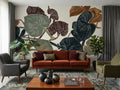 Oversized Rounded Botanical Leaves wallpaper in a styled room, view 1
