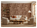 Fine Brown Leaf Linework wallpaper in a styled room, view 1