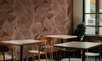 Fine Brown Leaf Linework wallpaper in a styled room, view 3