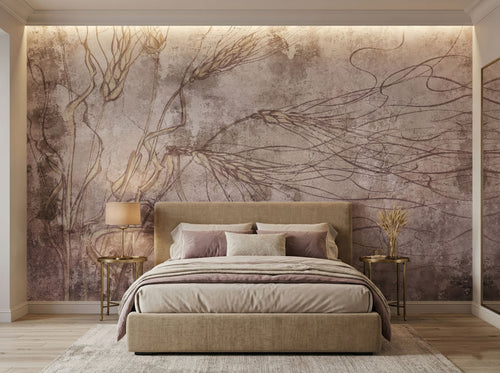 Beige & Brown Delicate Tree Branches wallpaper in a styled room, view 2