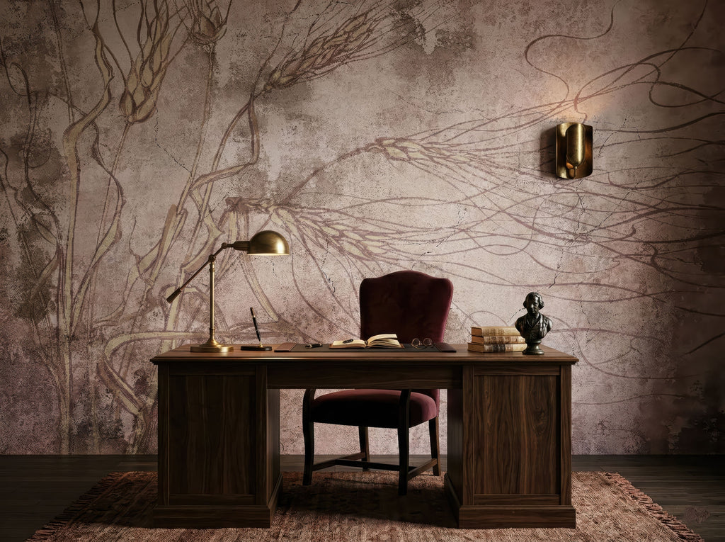 Beige & Brown Delicate Tree Branches wallpaper in a styled room, view 3