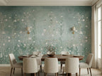 Sage Green Wildflowers wallpaper in a styled room, view 2