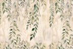 Trailing Watercolor Leaves on Beige wallpaper in a styled room, view 3