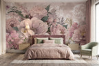 Blush Oversized Flowers & Classical Motifs wallpaper in a styled room, view 2