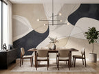 Beige & Black Organic Waves wallpaper in a styled room, view 2
