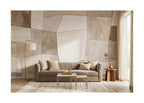 Neutral Stone Geometric Panels wallpaper in a styled room, view 1