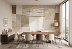 Neutral Stone Geometric Panels wallpaper in a styled room, view 3
