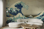 Great Wave & Mount Fuji wallpaper in a styled room, view 1