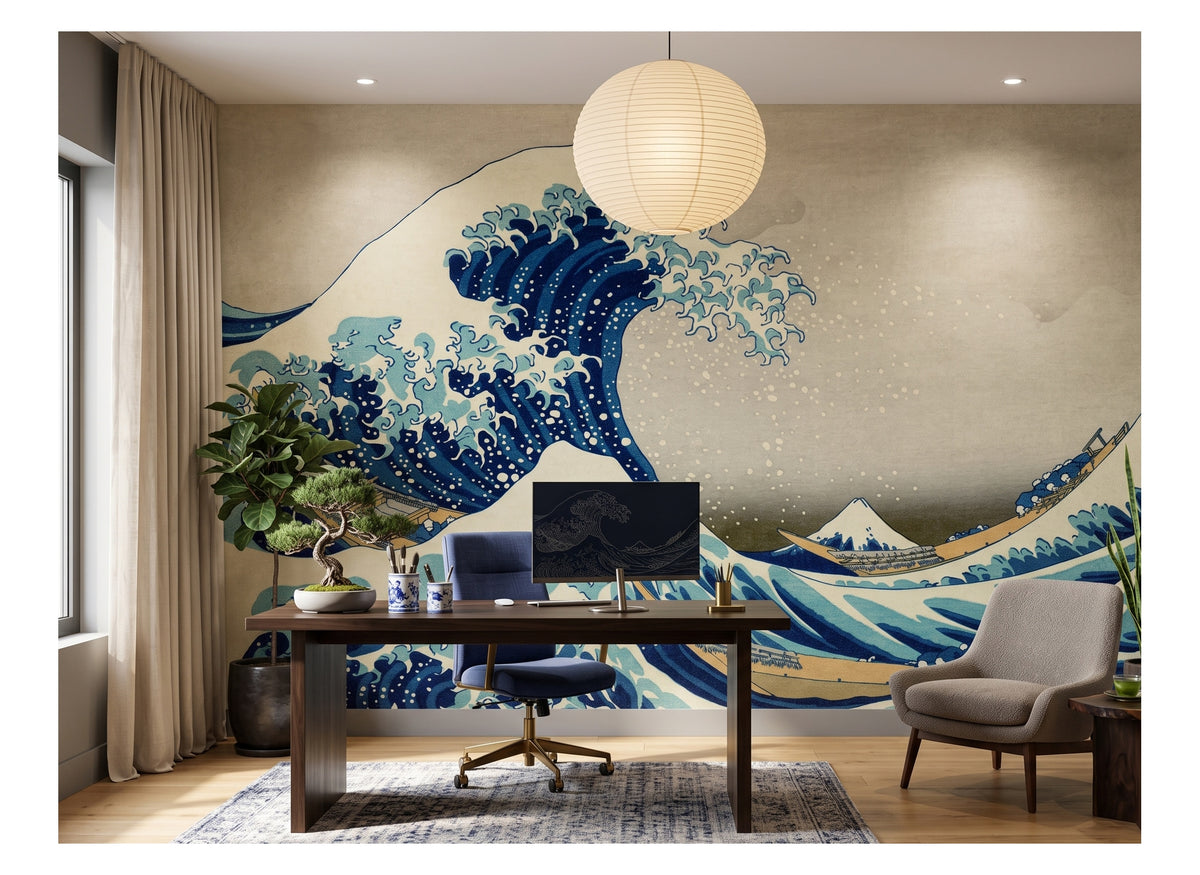 Great Wave & Mount Fuji wallpaper in a styled room, view 3