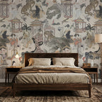 Vintage Japanese Garden & Birds wallpaper in a styled room, view 2