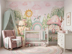 Rainbow & Mushroom Forest wallpaper in a styled room, view 1