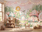 Rainbow & Mushroom Forest wallpaper in a styled room, view 3