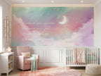Pastel Moon, Stars & Clouds wallpaper in a styled room, view 1