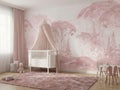 Pink Watercolor Forest wallpaper in a styled room, view 1