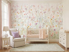 Pastel Wildflower Meadow wallpaper in a styled room, view 1