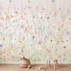 Pastel Wildflower Meadow wallpaper in a styled room, view 3