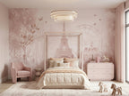 Blush Paris Cityscape wallpaper in a styled room, view 1