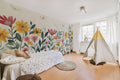 Colorful Oversized Garden Flowers wallpaper in a styled room, view 1