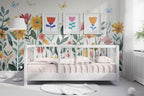 Colorful Oversized Garden Flowers wallpaper in a styled room, view 2