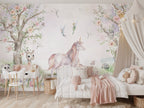 Unicorn & Woodland Flower Garden wallpaper in a styled room, view 2