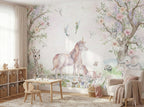 Unicorn & Woodland Flower Garden wallpaper in a styled room, view 3