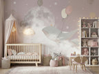 Moon, Clouds & Flying Whales wallpaper in a styled room, view 2