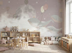 Moon, Clouds & Flying Whales wallpaper in a styled room, view 3