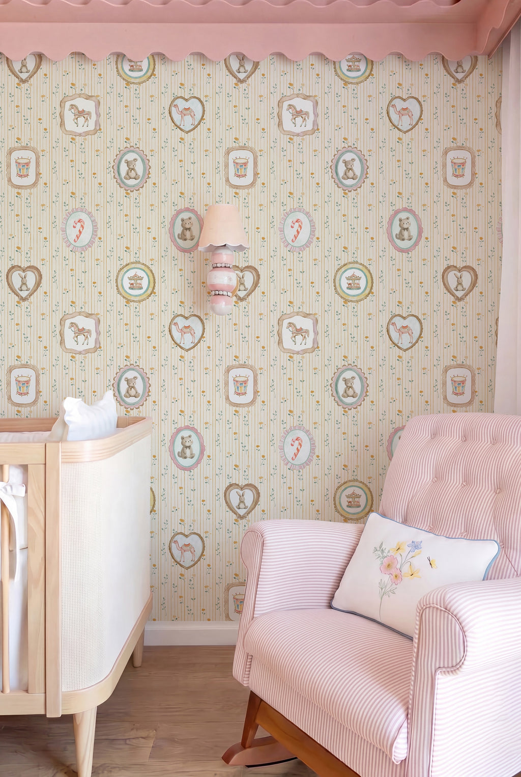 Vintage Framed Animal Friends wallpaper in a styled room, view 2