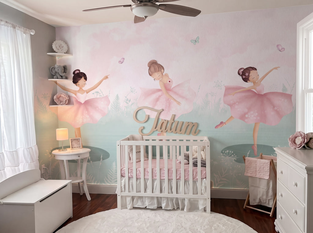 Pink Ballerinas wallpaper in a styled room, view 3