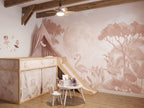 Blush Flamingos & Moonlit Tropics wallpaper in a styled room, view 2