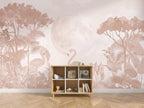 Blush Flamingos & Moonlit Tropics wallpaper in a styled room, view 3