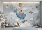 Blue Sea Adventure & Walrus wallpaper in a styled room, view 2