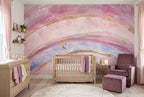 Pink & Blue Agate Waves wallpaper in a styled room, view 1